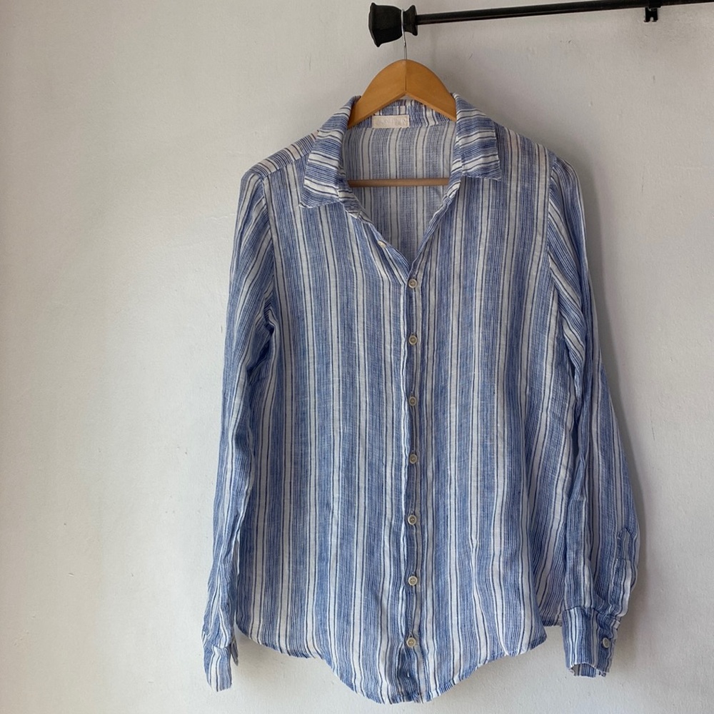 CP Shades S The Romy Linen Buttoned Front Top